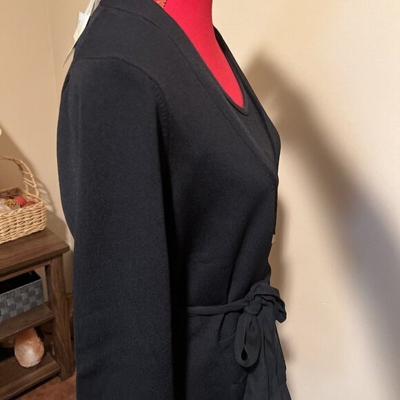 Due per Due Collection 2 Piece Solid Black Long Sleeve Cardigan And Top Size XL - Picture 6 of 13